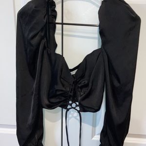 Silk front tie crop top